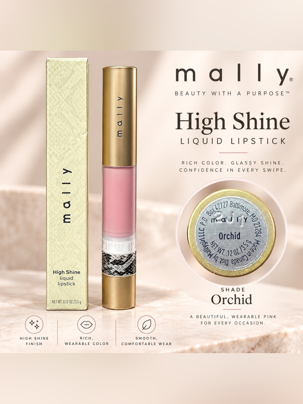 Mally Beauty High Shine Liquid Lipstick — Orchid Pink